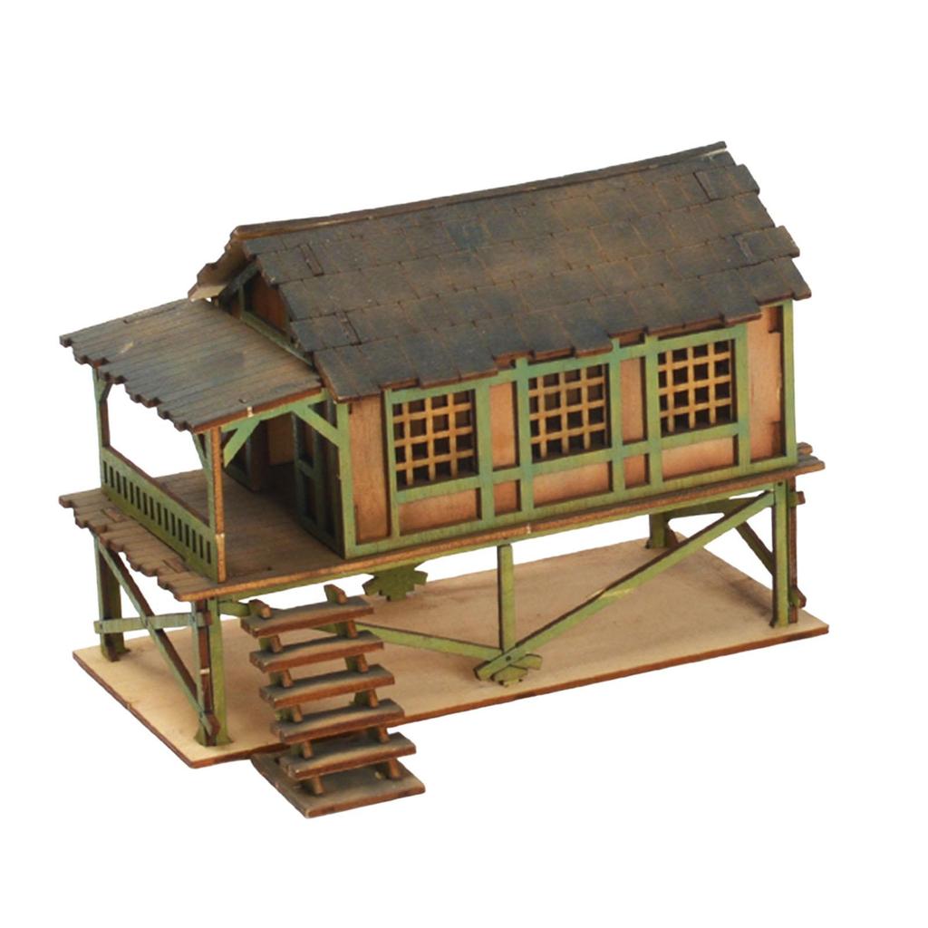 1/72 Models House Unpainted DIY Wooden House Assemble DIY Projects Accessory G