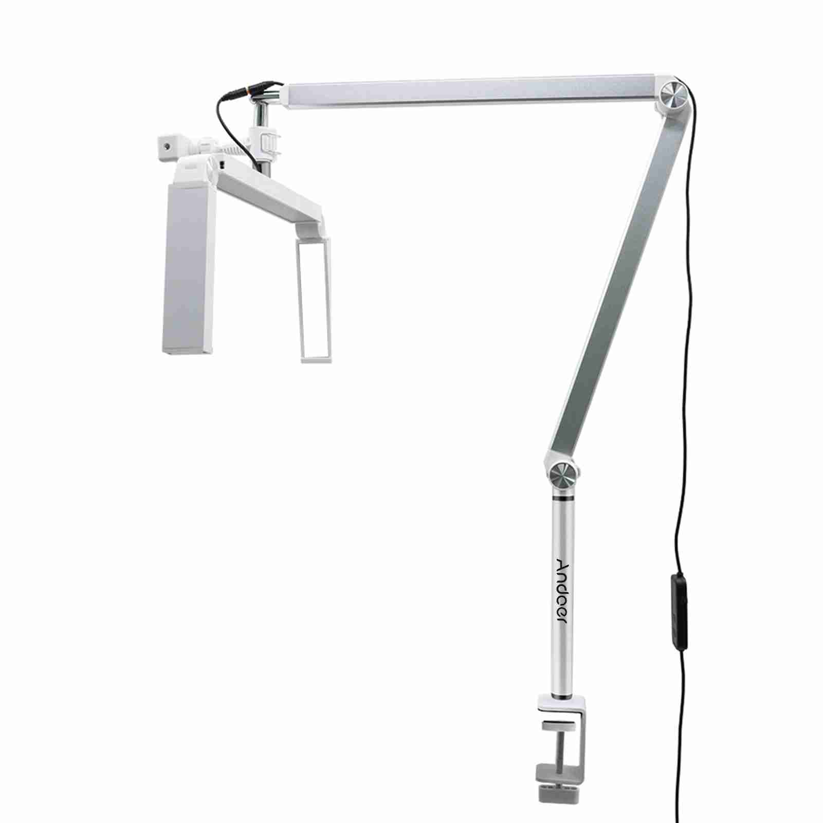 

30W Desktop LED Video Light Foldable Half Moon Fill Light 3200K 5600K Dimmable with C Clamp Desk Mount Metal Light W-US