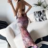 Summer Fashion Trend Women Evening Dress Halter Bandage Backless Sexy Dress Woman Slim Fit Print Wrapped Hip Ladies Dresses Party 24193