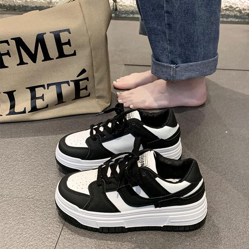 Black and white panda shoes student casual sports shoes spring and autumn new versatile thick baseplate shoes women's shoes