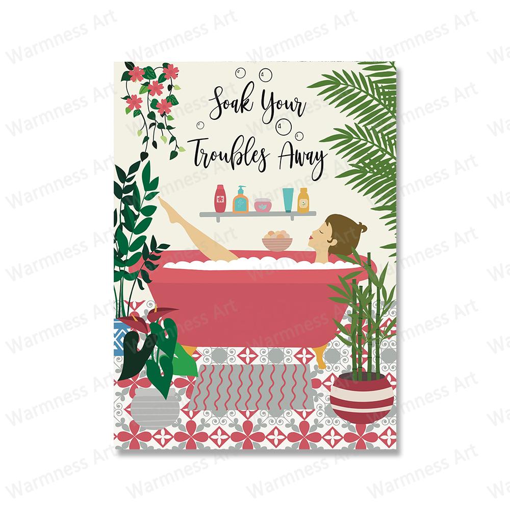 

Современный туалет сексуальная женщина холст печать ванная комната фотографии плакаты ботанический тропический настенный декор живопись для украшения дома 21x30cm No Framed красный