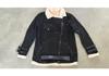 Damen Leder Wildleder Lammwolle Revers Motorradjacke mit Pelzbesatz