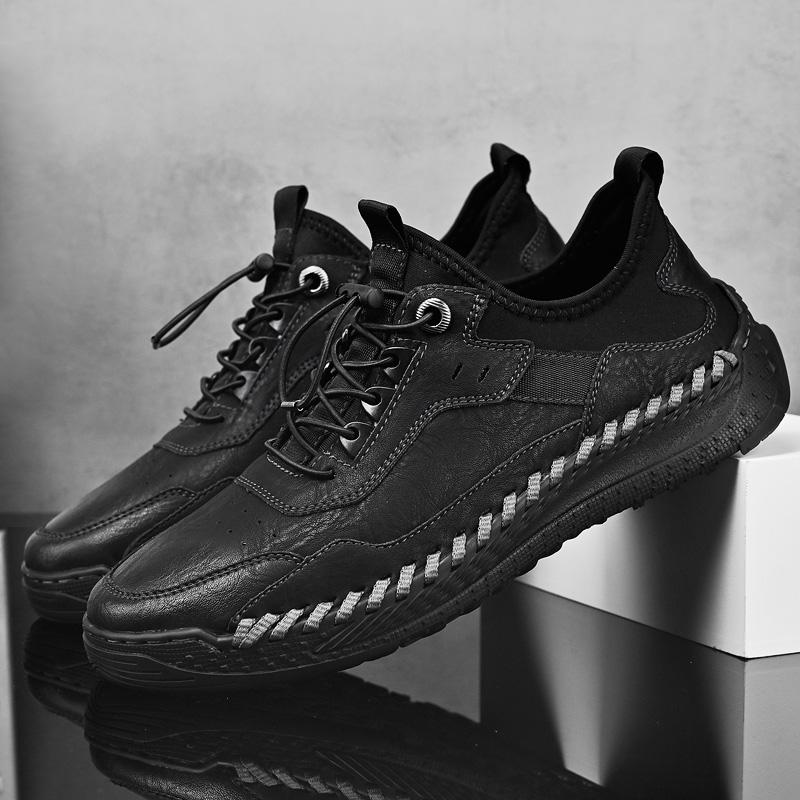 

Fashion New High Quality Sewing Platform Men s Shoes Comfortable Ultra Fiber Leather Surface Sneakers Breathable Luxury Flat Shoes 46 чёрный