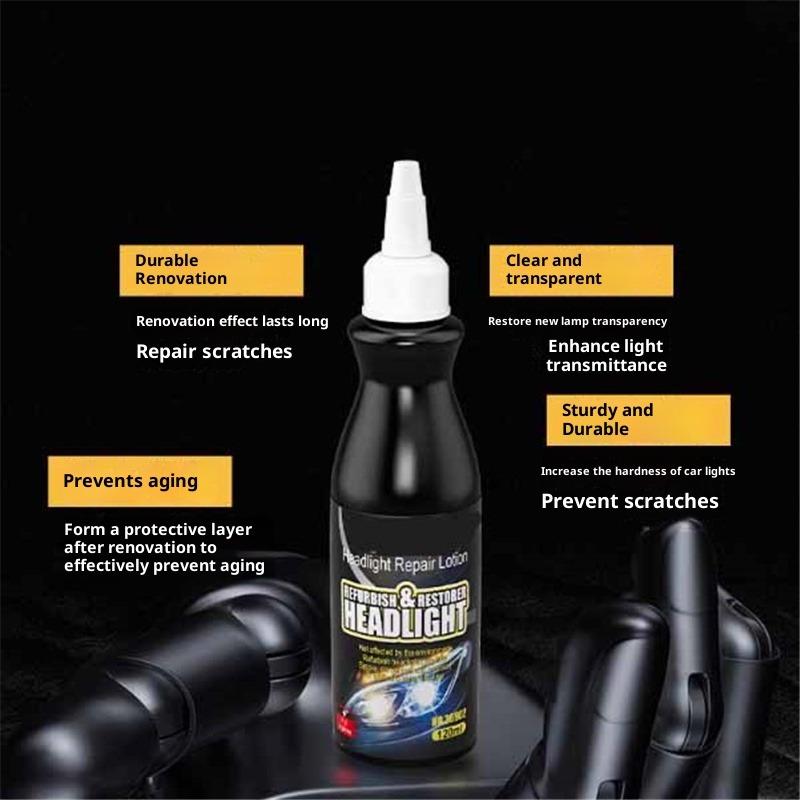 120ML Auto Scheinwerfer Restaurationsset Linsenreiniger & Poliercreme Kein Schleifen erforderlich Effektiver Kratzerentferner Permanente Trübungsreparatur