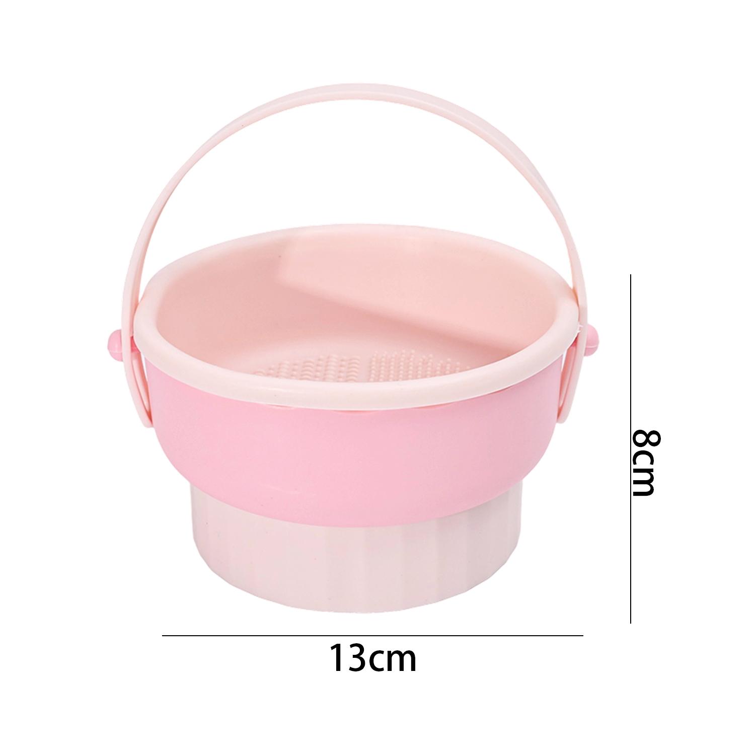 

Makeup Brush Cleaning Bowl for Brushes Sponges Multi Functional Portable Storage Organizer Eco Friendly TPR PP Easy Clean рожевий