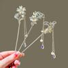 Light Luxury Women's Hairpin Glitter Rhinestone Flower Tassel Hair Stick Daily Life Travel Shopping Party Elegant Hair Accessory