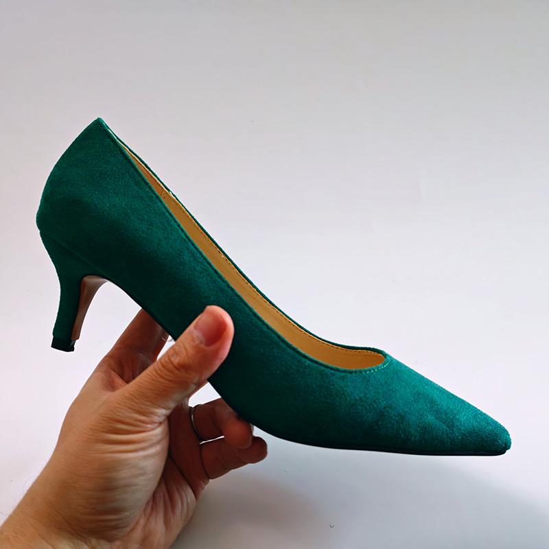 Spring Summer High Heels Women Pumps Party Shoes Elegant Office Lady Middle Heels 5cm Soft Comfortable Daily Wear Black Green Plus Size 42