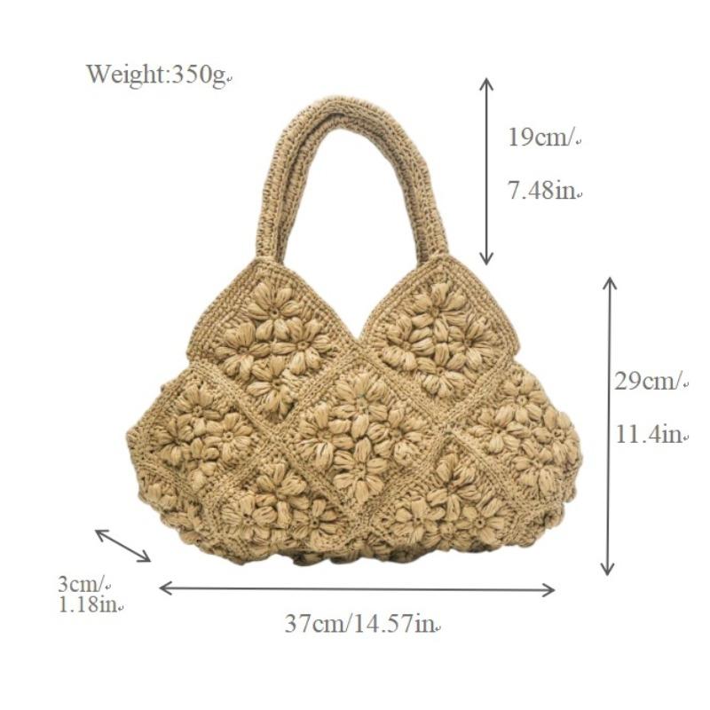 

New high-end three-dimensional flower straw bag women s handmade paper rope woven bag seaside vacation portable beach bag Open кофейный
