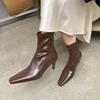 Módní Moderní Dámské Kotníkové Boty na Podpatku Obuv Špičatá Špička Módní Strečové Dámské Krátké Boty Zipy Boty Dámské Lodičky