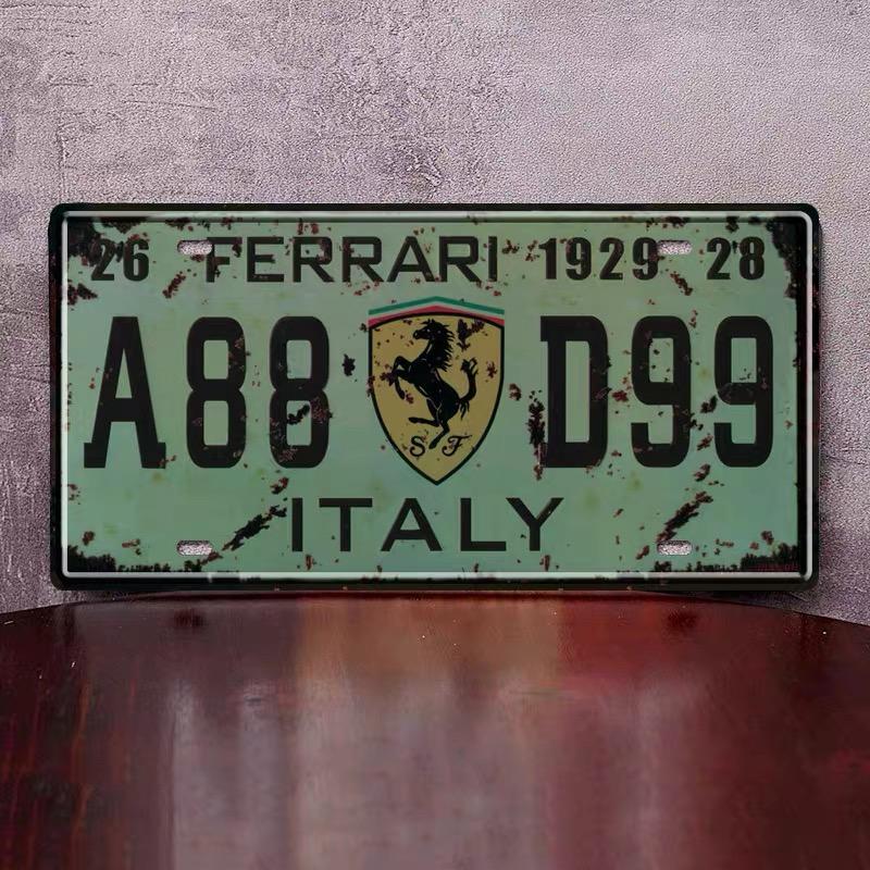 Retro Tin License Plate Decorative Painting Plaque Industrial Style Pendant For Ferrari GT4 GTB GTS F355 Modena F430 GTB Tributo HL5