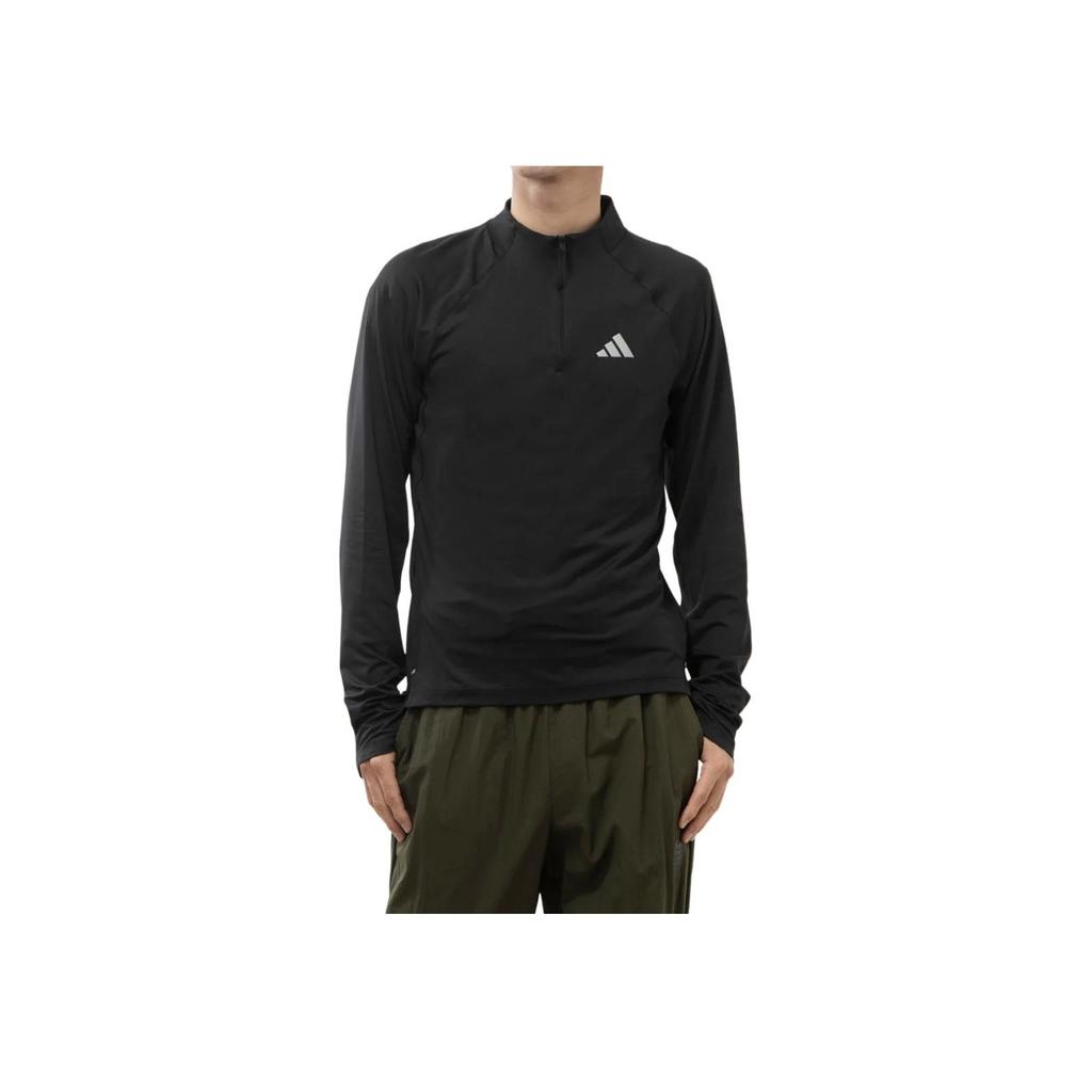 Adidas Gym Training 1/4-Zip Long Sleeve Tee Black Men Streetwear IP4468