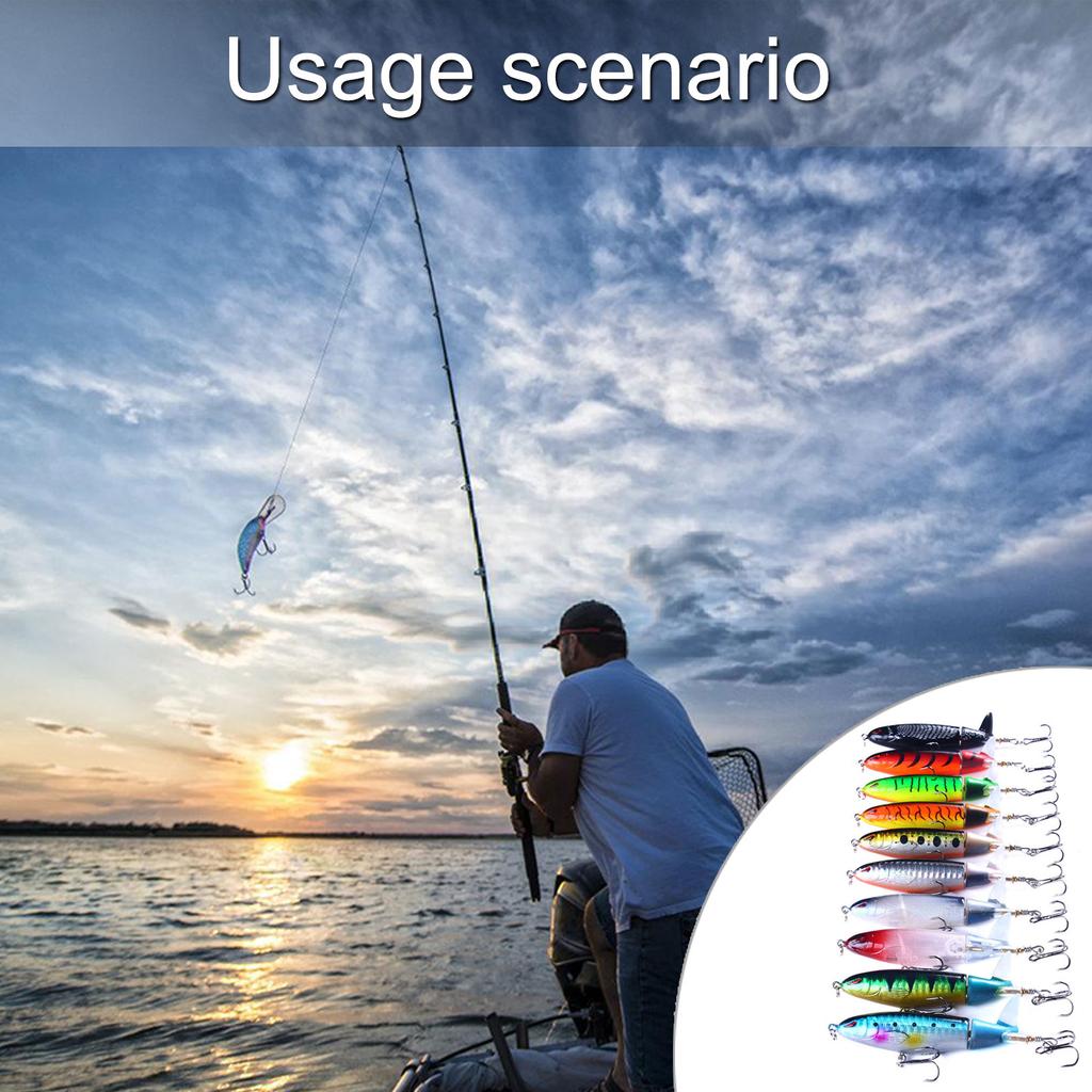 10Pcs Propeller Baits Topwater Fishing Lures Artificial Baits Hard Crankbait Rotating Tail for Saltwater & Freshwaters