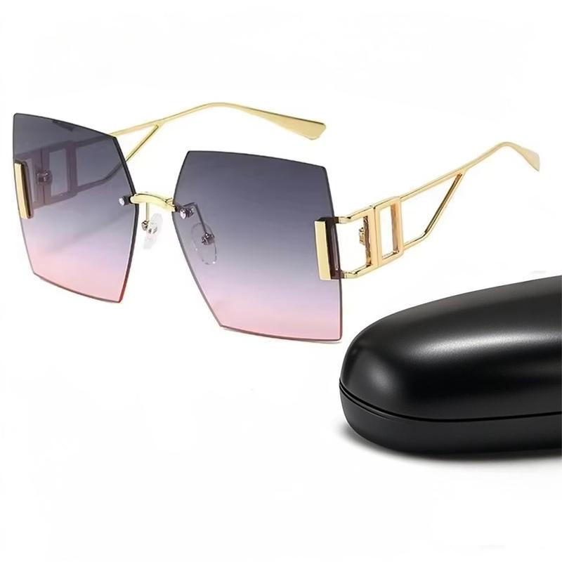 Fashion Retro Slice Rimless Sunglasses For Women Men Luxury Design Ladies Summer Beach Driving Traveling Metal Sun Glasses 2025