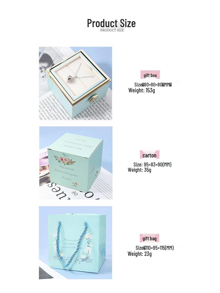 Valentine's Day Preserved Rose & Jewelry Gift Box with Soap Flowers and Necklace