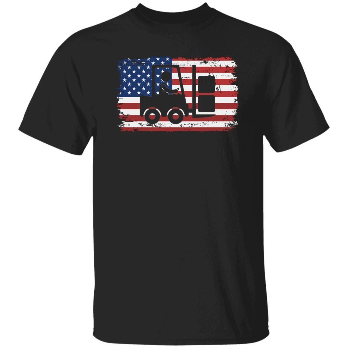 Forklift driver US flag Unisex T-shirt American Forklift driver tee dark heather M