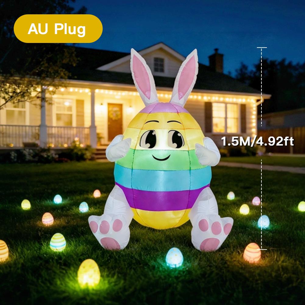 LED Waterproof Easter Light Yard Lawn Decor 1.5/1.8/2.1M Bunny/Carrot/Egg Figure Easter Universal Glowing Inflatable Decoration
