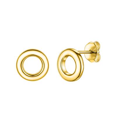 925 Sterling Silver Gold Vermeil Open Circle Stud Earring