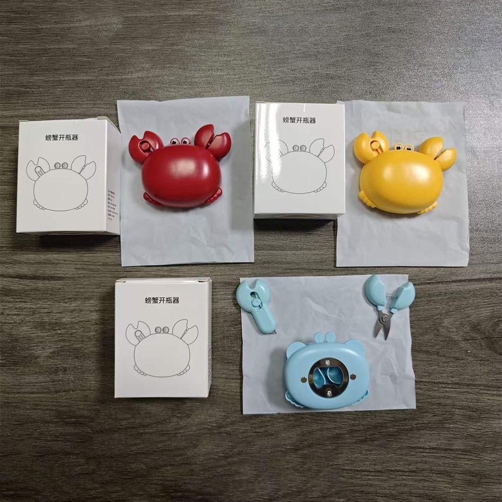 With Mini Scissors&Box Cutter Magnetic Bottle Opener Cartoon Crab Magnet Opener Daily Home Use