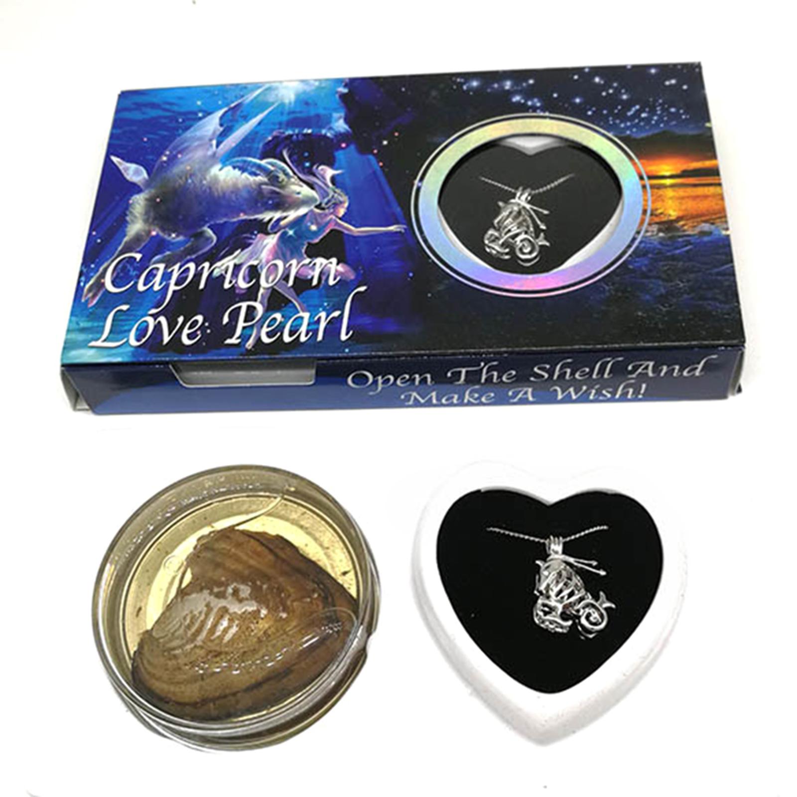 

DIY Love Pearl Creations Zodiac Wish Kit with Pendant Necklace Freshwater Pearl Clam Canned Gift Box Set for Women Decoration