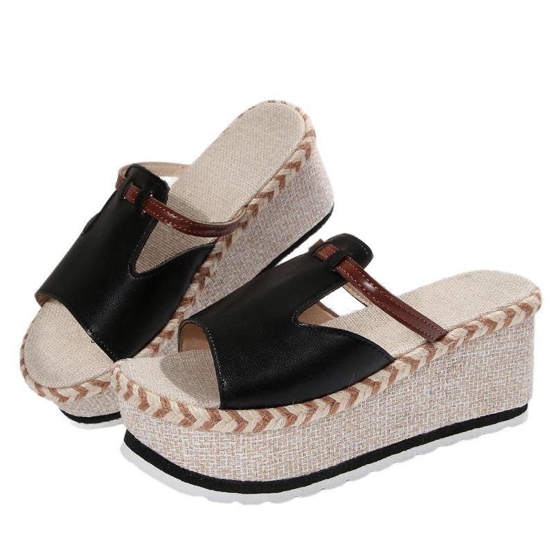 Damen Plateau Keil Pantoletten Chunky Sommerschuhe