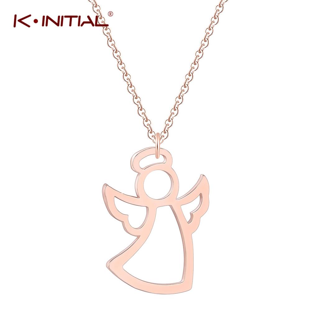 Kinitial Fashion Angel Wings Necklaces for Women Girl Guardian Angel Pendant Statement Choker Necklace White Angel Gift Jewelry