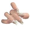 Handmade Full Cover Finished Press On Nails High End French Crystal Cat Eye Nail Stickers Reusable Detachable