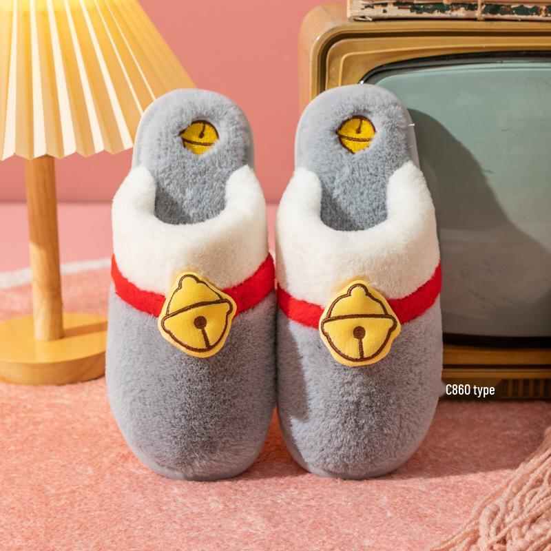 

Женские и мужские милые пушистые хлопковые зимние тапочки - Маленький размер, утолщенная подошва, идеально подходят для дома 40-41 (fits 39-40)