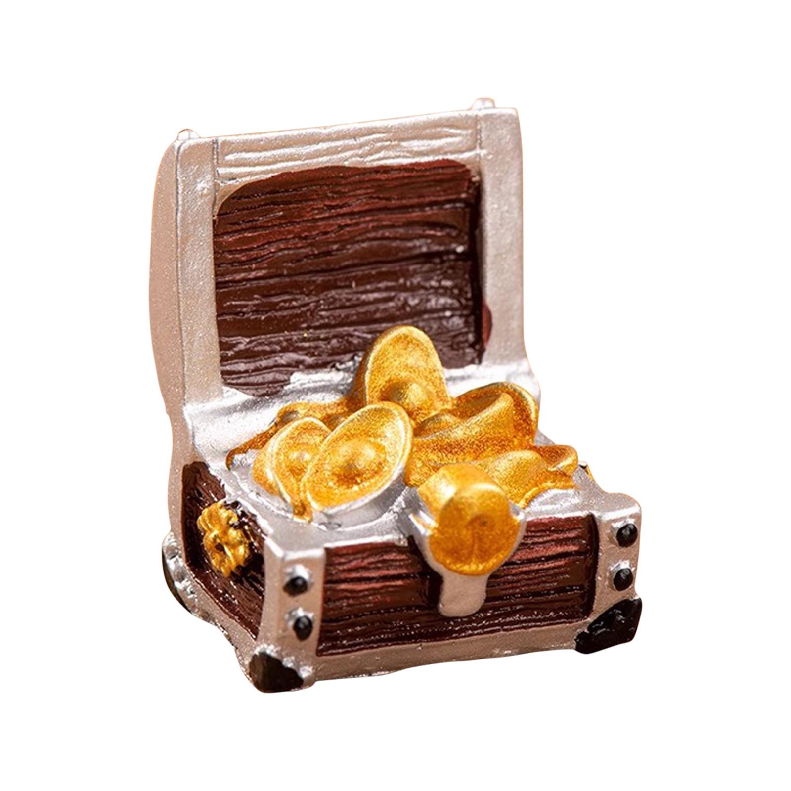 

Пиратское золото золотая монета сундук с сокровищами подарок аквариум миниатюра смола мультфильм средиземноморские украшения One Size