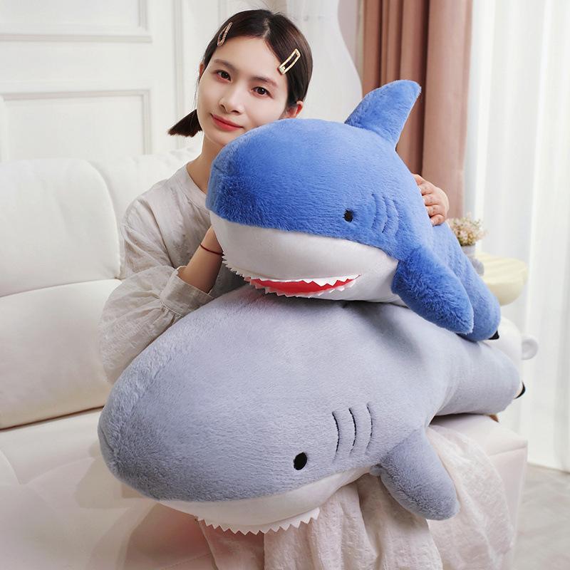 Creative Soft Shark Pen Pillow Plush Toy Doll Blue Shark Doll Home Pillow Boys Ragdoll