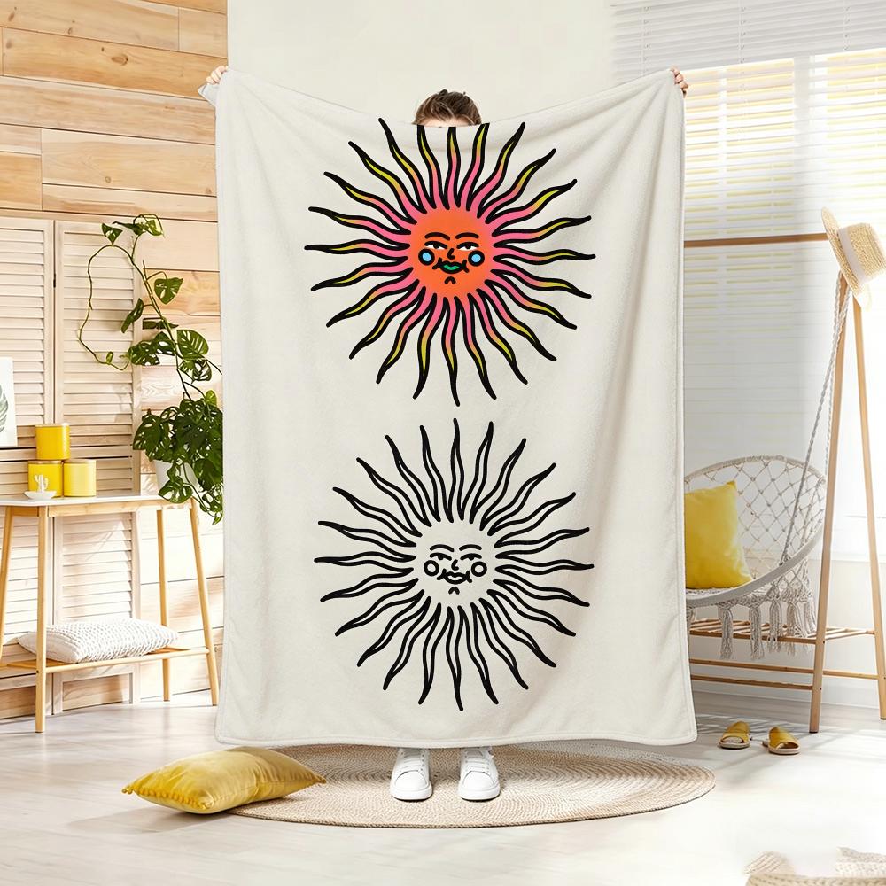 Artistic Pattern S-Sun Throw Soft Warm Throw Blanket for Bedroom Living Room Bed Travel Camping Picnic Gift