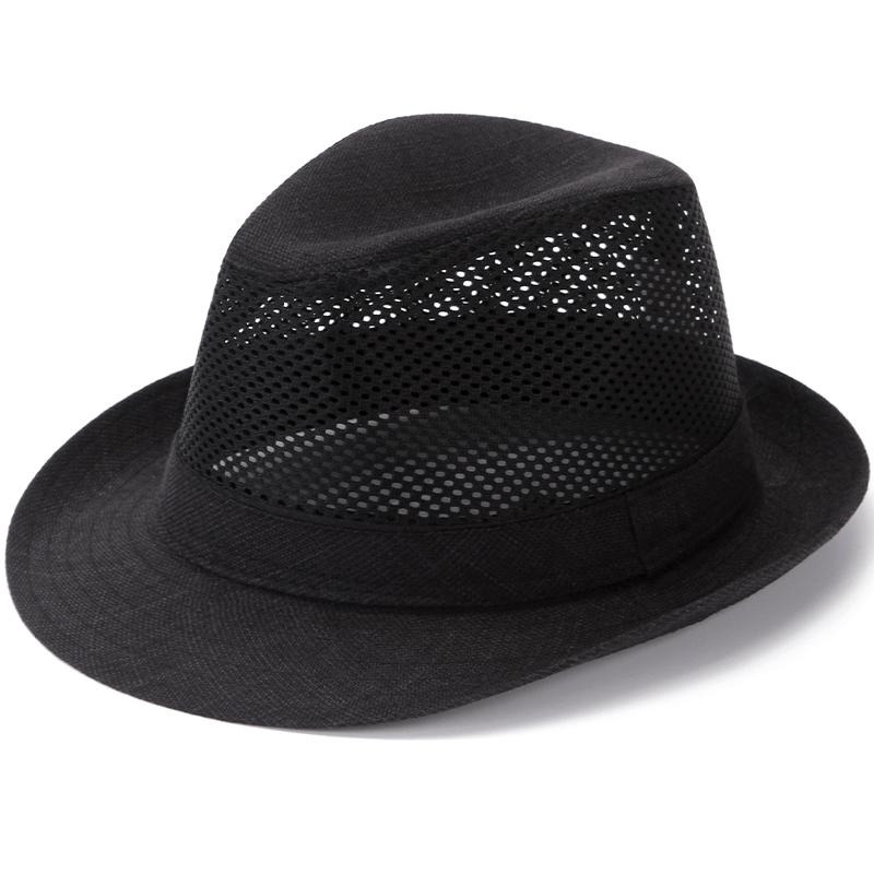 

Men s Summer Sun Hat - Breathable Mesh Straw Boater Hat for Elderly, UV Protection Lightweight Cooling Cap M 59-60cm чорний
