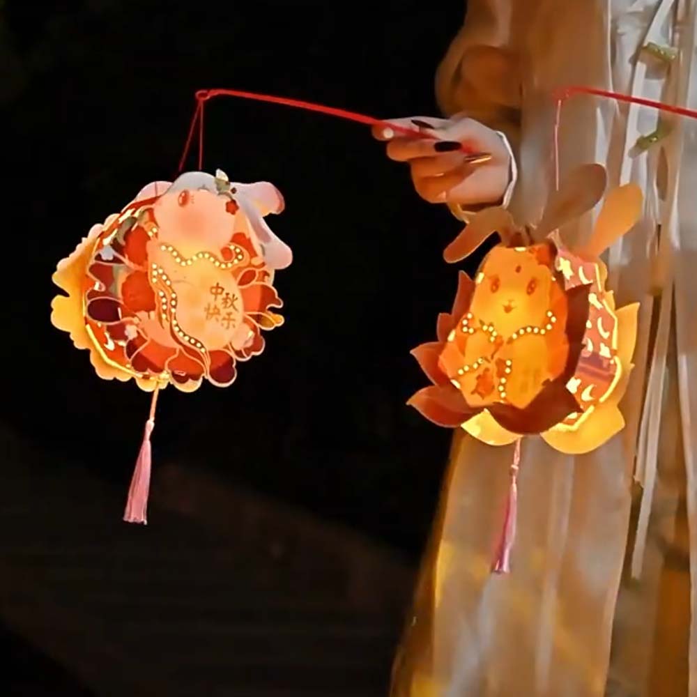 Koi Fish Lotus Flower Lanterns DIY Material Bag Bunny Handmade Lamp Children's Rabbit Lantern  Kids