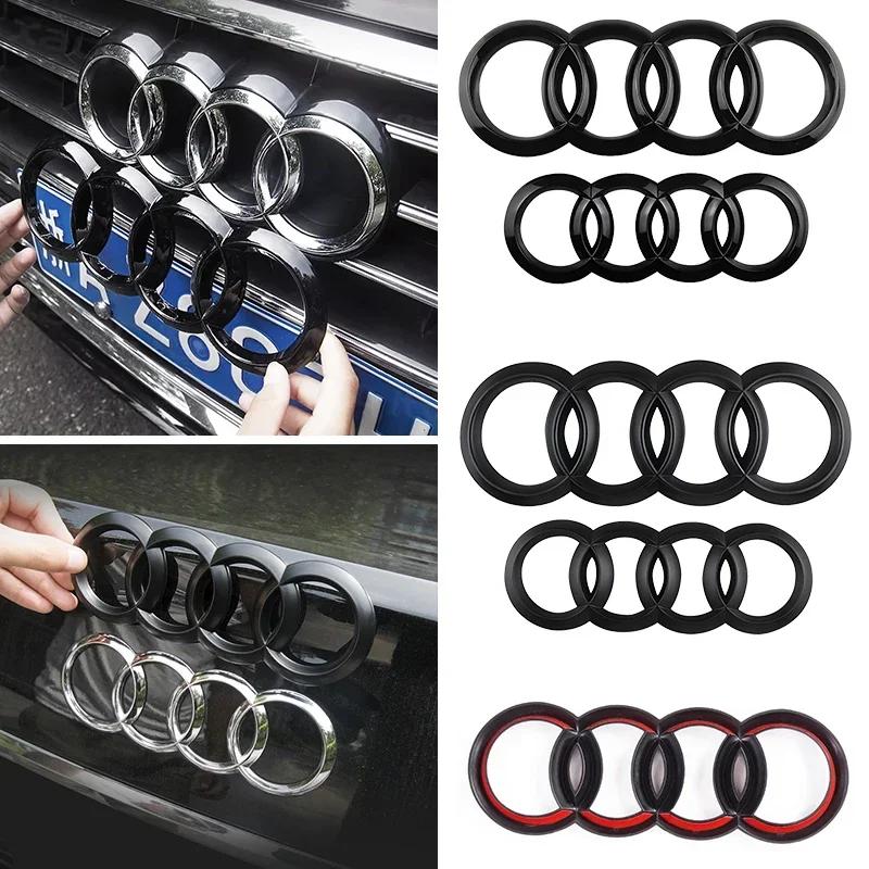 ABS Four Ring Car Logo Cover Front Grille Badge Rear Trunk Emblem Decal For 3w A3 A4 A5 A6 A7 A8 Q3 Q5 Q7 Q8 Car Accessoriesw3