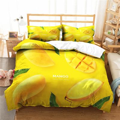 Fresh Fruit Theme Duvet Cover Set 3D Yellow Mangoes Pattern Polyester Comforter Cover King Queen Full Size for Kids Boys Girls