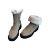 Snow boots winter new warm fashion versatile velvet thickened zipper stitching can be worn twice cotton shoes snow