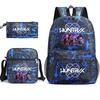 Large Capacity Schoolbag with Shoulder Strap; Student Three-piece Pencil Case Set
