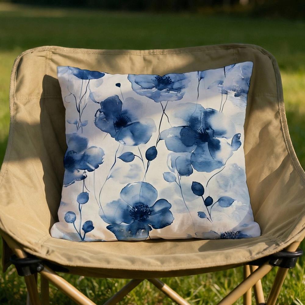 Painted Blue Print Creative Cushion Cover Soft Reversible Durable Pillow Cover MultiScene Use for Home Car Daily Comfort