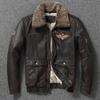 Genuine Leather Jacket Men Brown Vintage Distressed Thickened Warm Large Size Detachable Fur Collar