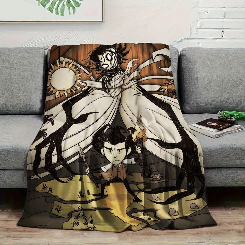 1Pc Don'tStarve Print Flannel Blanket, High Quality Comfortable for All Seasons, Home Decor, Warmth and Comfort, Perfect for Christmas Gifts