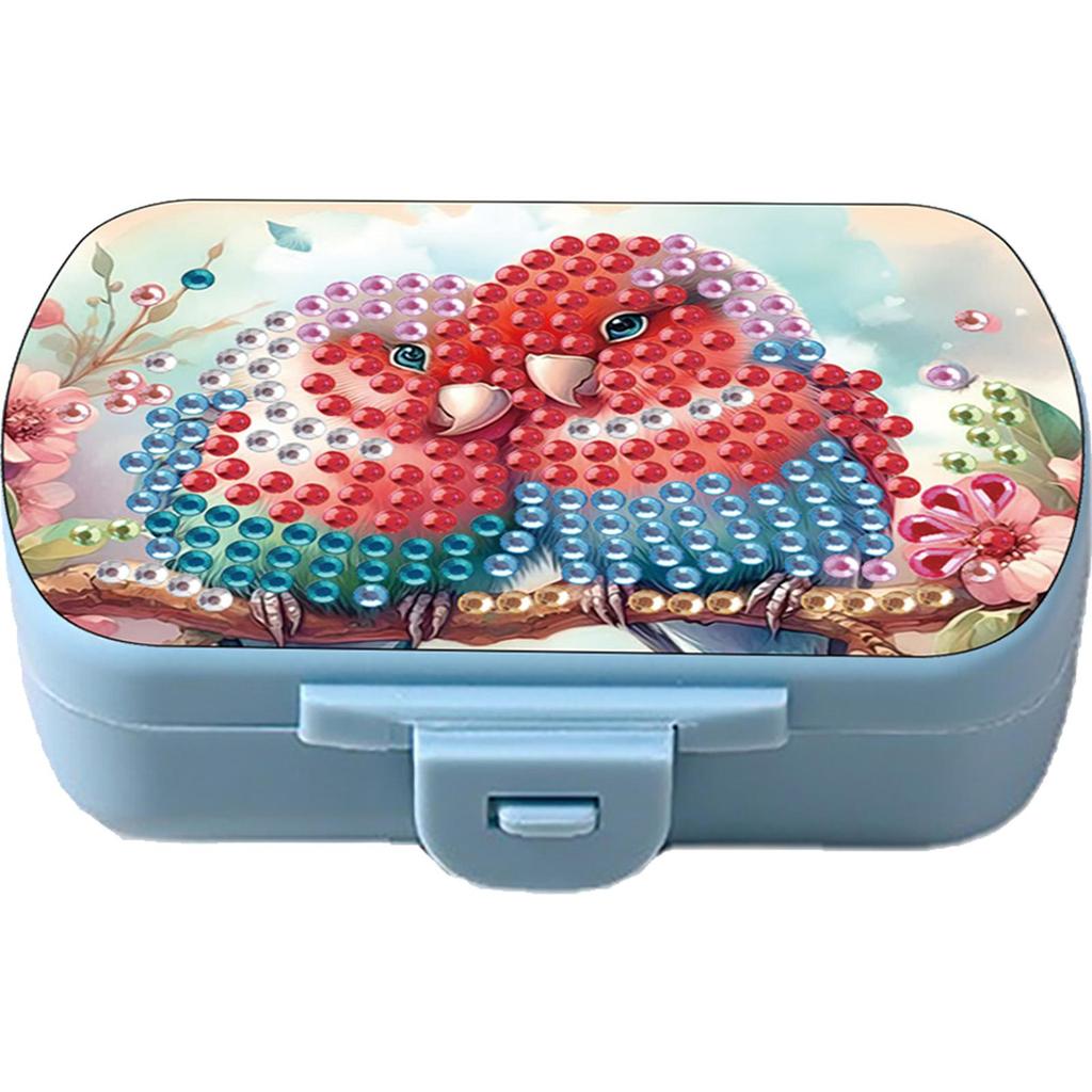 Heart 5D DIY Diamond Painting Dot Pill Case Diamond Painting Pill Dispenser 6 Grid Moisture-proof Pill Organizer for Art Craft