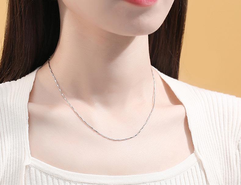 S925 Sterling Silver Women's Clavicle Necklace - Plain Snake Bone, Water Wave, Melon Seed, Ingot Chains. No Pendant Included.