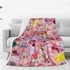 Warm Soft Blankets Airplane Travel Kirby Stars Collages Throw Blanket Flannel Bedspread For Couch Bed Comfortable Sofa Bed Cover