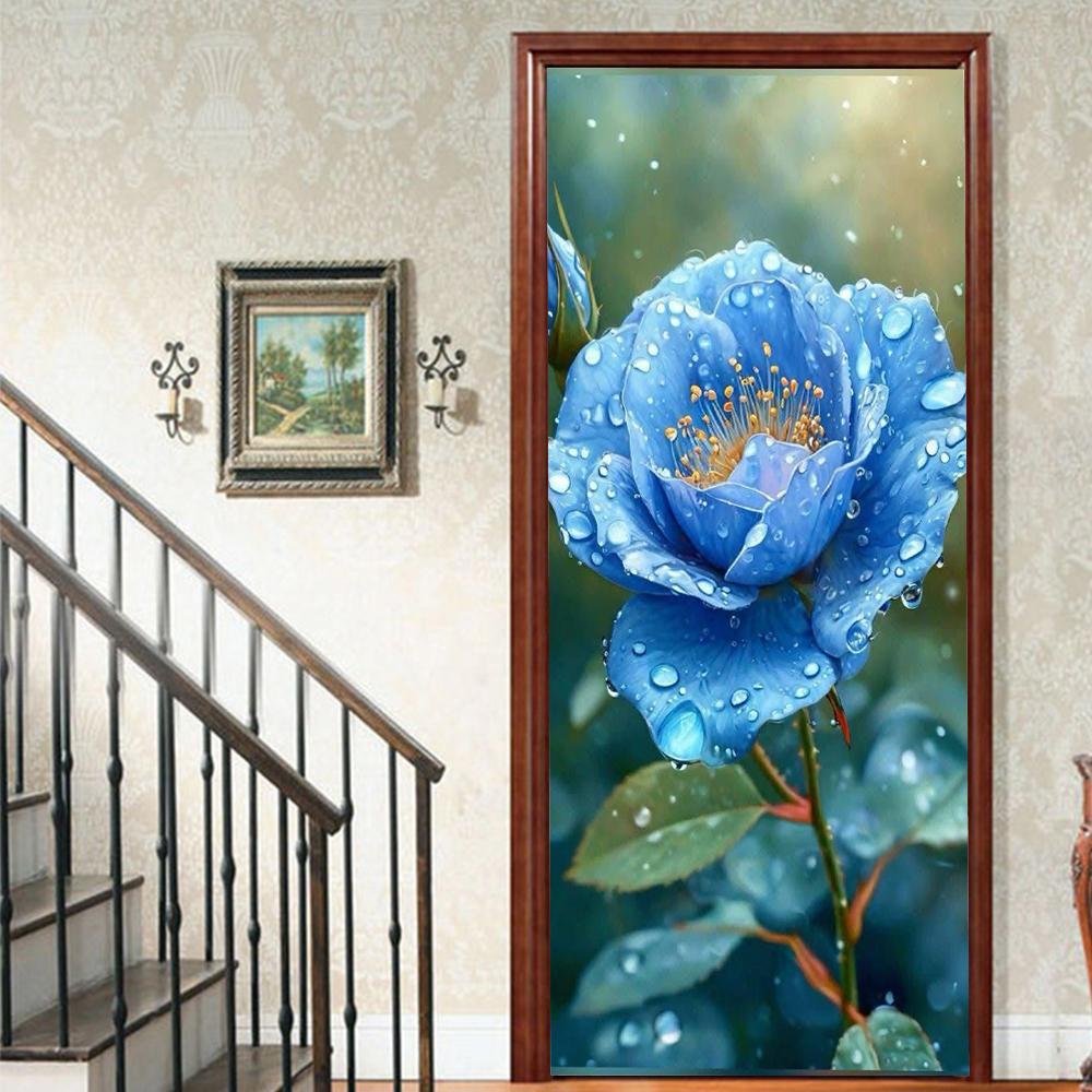 1 Stück Blühender Bambus Vinyl Türsticker Für Schlafzimmer Heimdeko Selbstklebend Abnehmbares Wandtattoo Türrenovierung Wasserdichtes Poster