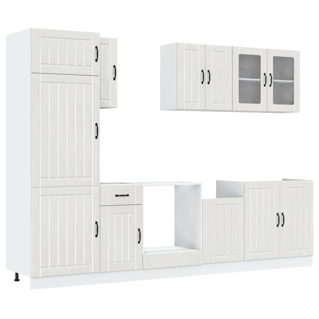 8 Piece Lucca Glossy White Kitchen Cabinet Set Particleboard White