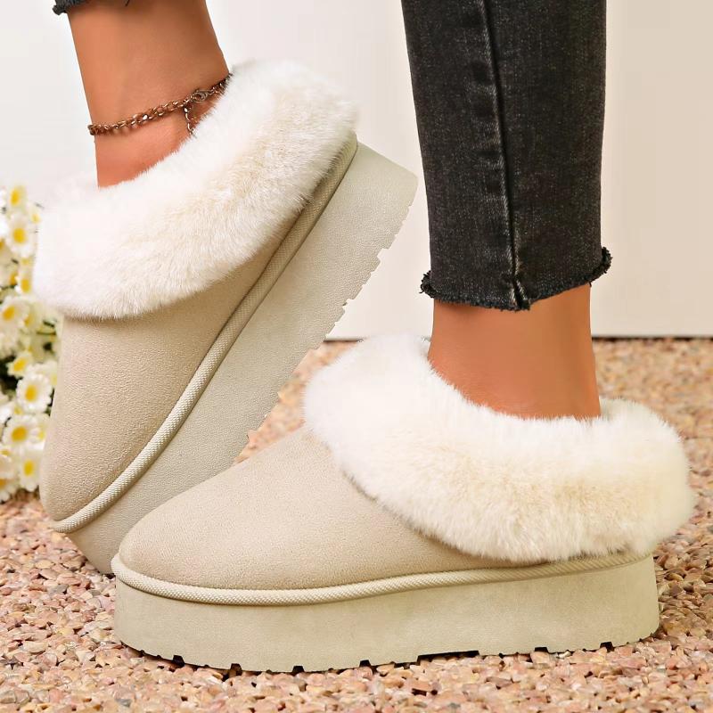 Fashion Warm Boots Women Winter Flats Shoes Short Plush Fur Ankle Snow Boots Casual Shoes Sport Suede Motorcycle Botas Women Slippers