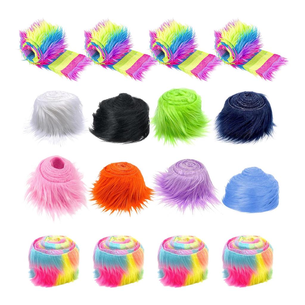 4 Pieces Shaggy Faux Furs Strips Craft Furs for Santa Claus Hair DIY Project