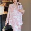 Lockerer Eisseiden-Pyjama für Zuhause für Frühling/Sommer: Loungewear-Set mit langen Ärmeln und exquisiter Textur