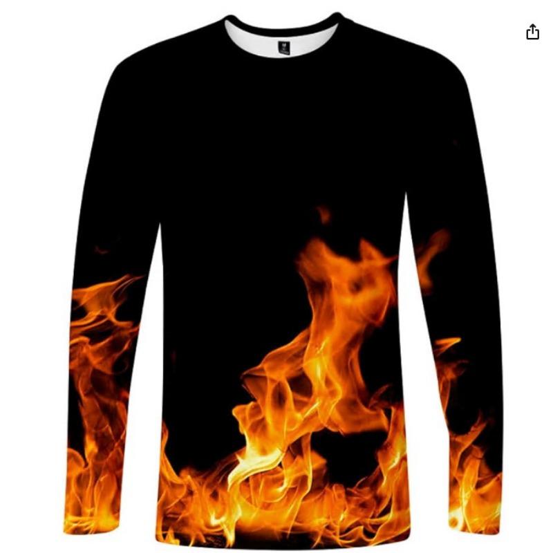 Men's Spring and Autumn Long Sleeve T-shirt Men's Loose Round Neck Hoodie 3D Printed Printed Long Sleeve Top