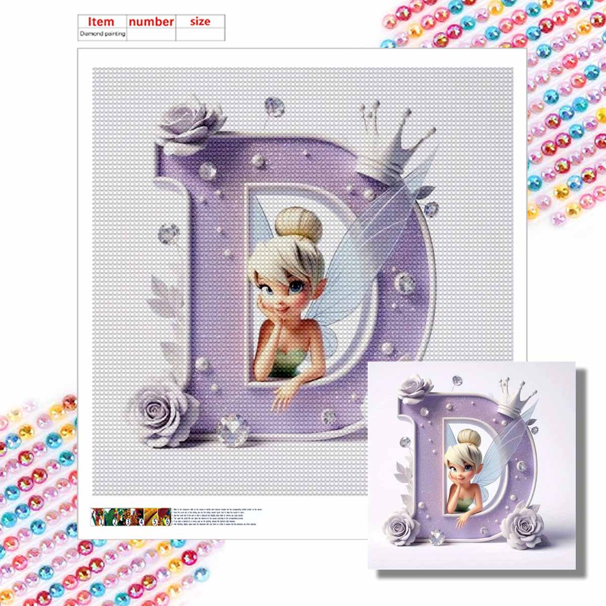 

Алмазная живопись своими руками Круглые алмазы Эльф Буква D Полная алмазная мозаика Украшение для дома Живопись Набор для вышивания крестом Round 20x20cm