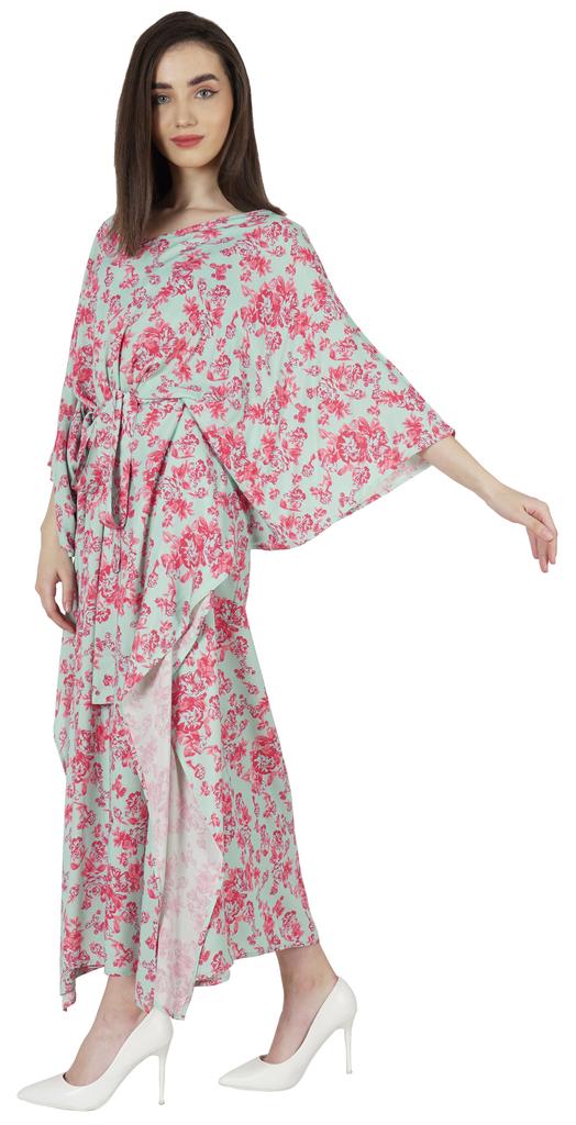 Moomaya Printed Sleep Loungewear For Women Kimono Sleeves Kaftan Resort Dress  Maternity